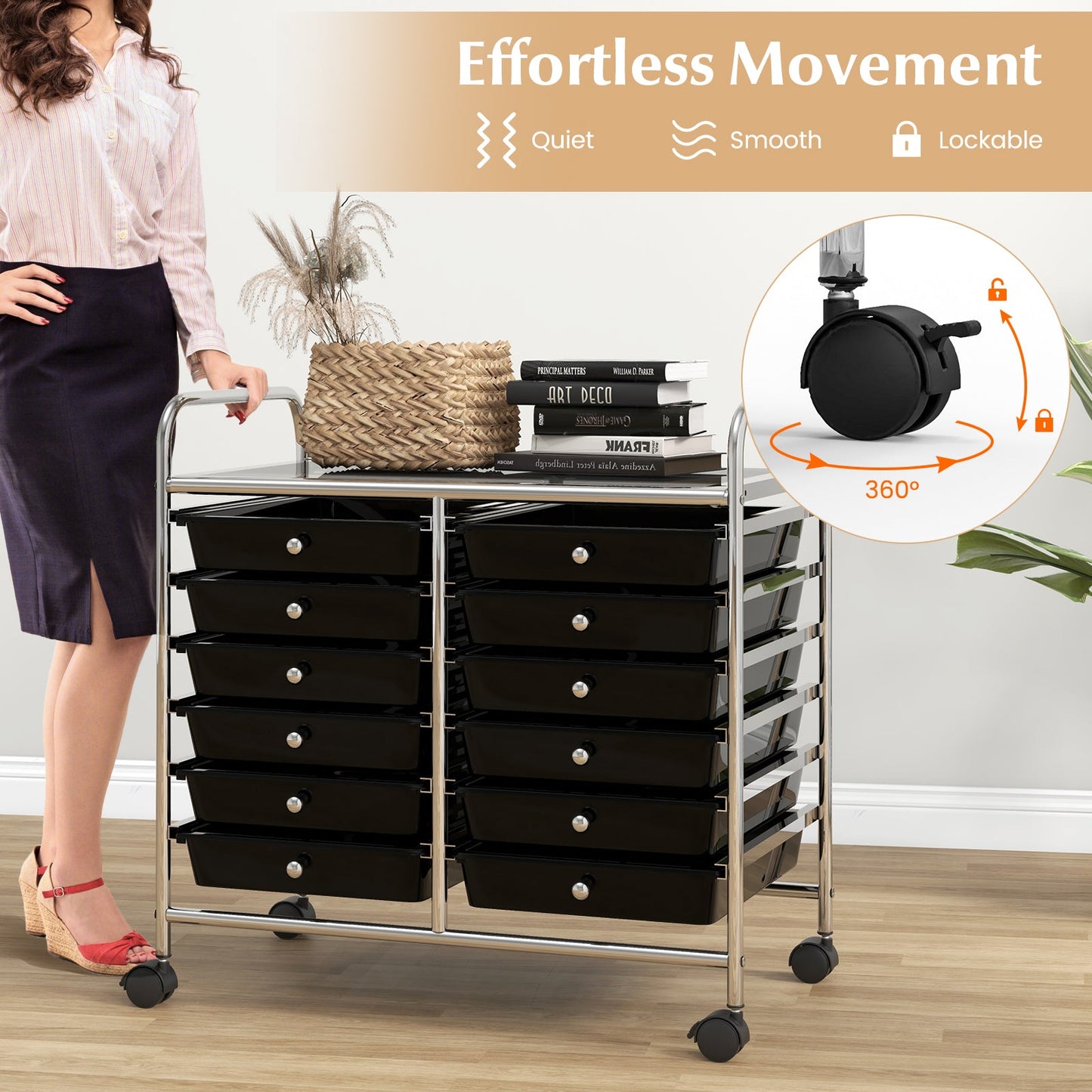 12 Drawers Rolling Storage Cart for Home and Office