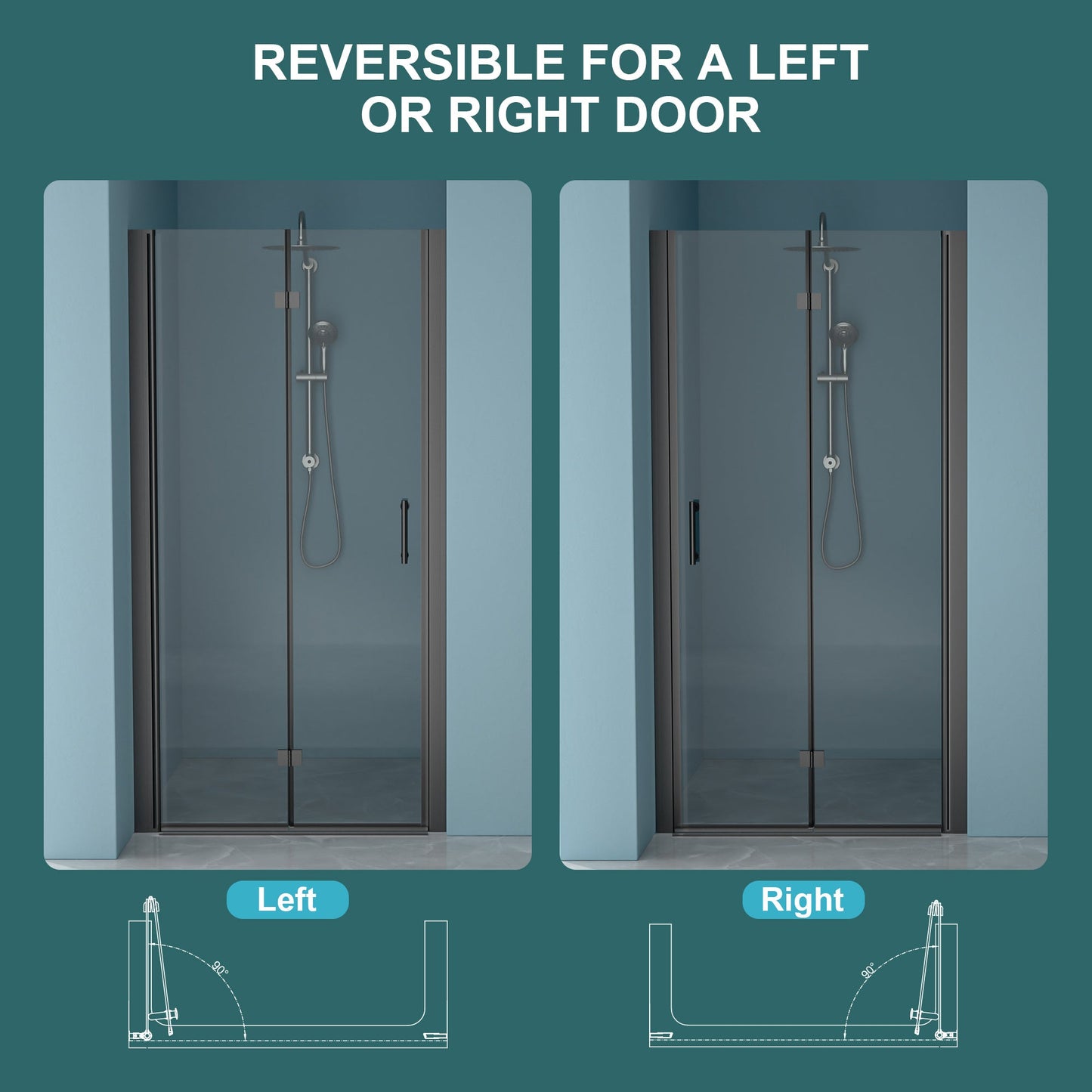 36"W x 72"H Fold Frameless Shower Door