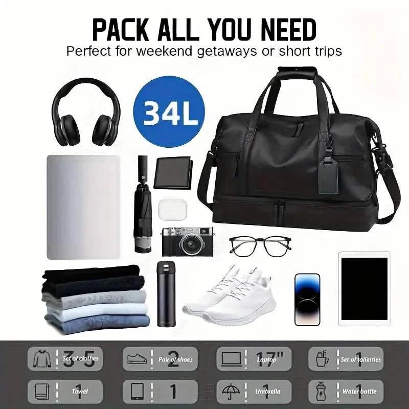 Durable Large Weekender Bag with Shoe Compartment