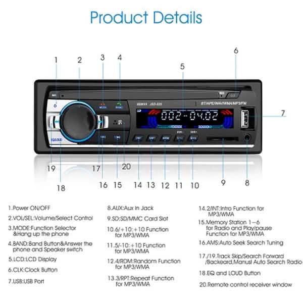 12V Bluetooth Car Stereo