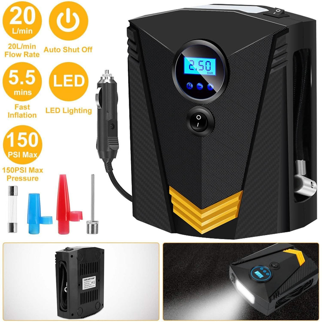 Gonfleur de pneus numérique 12V DC 100W 150PSI