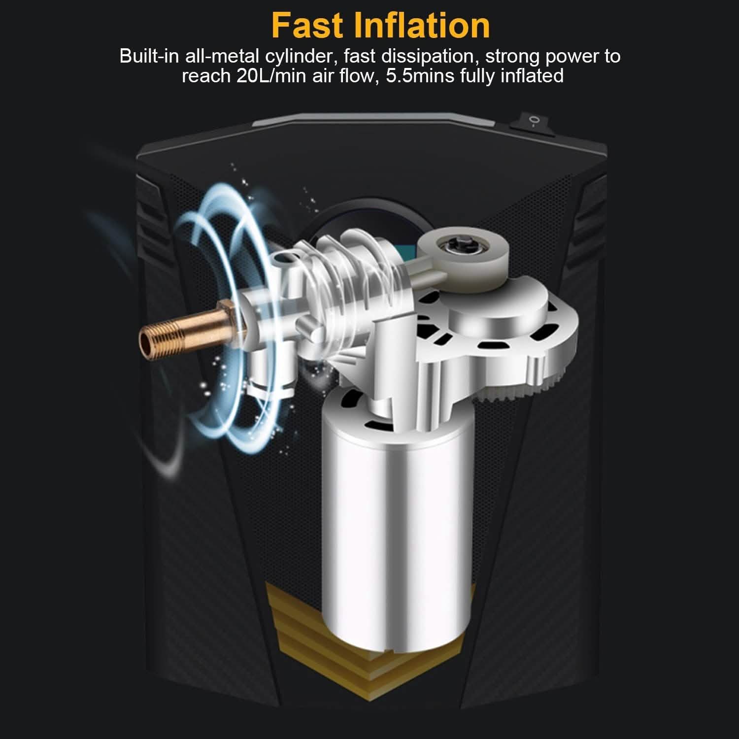 Gonfleur de pneus numérique 12V DC 100W 150PSI