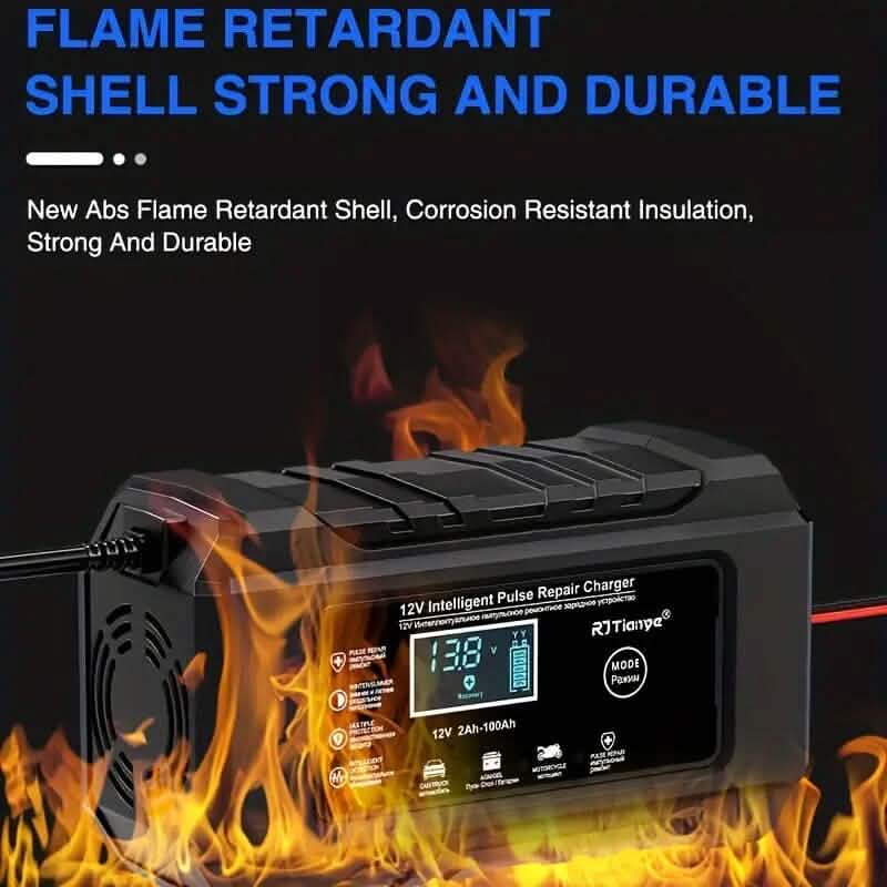 12V Intelligent Pulse Repair Smart Battery Charger with LCD Display