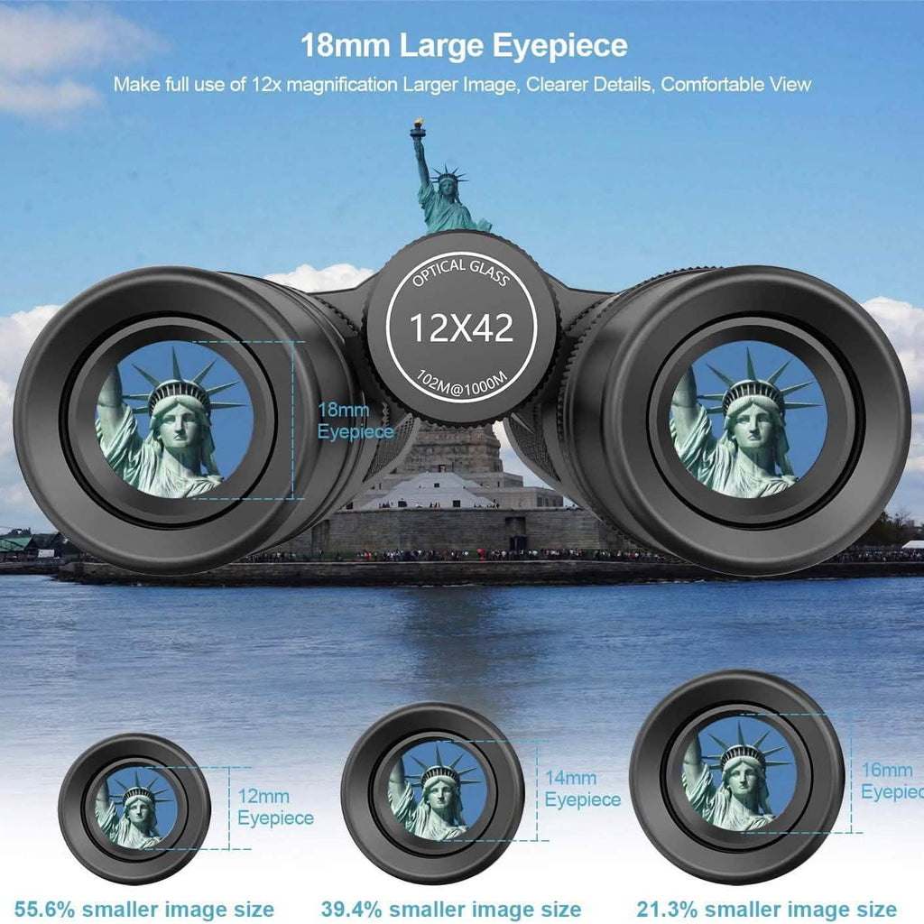 Jumelles HD 12x42 pour adultes avec adaptateur universel pour téléphone