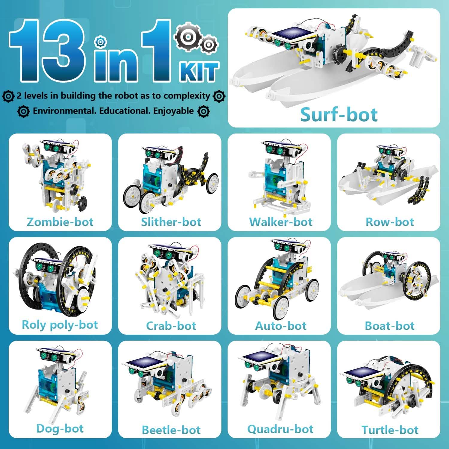 13-in-1 ソーラー電源ロボットおもちゃ 子供用