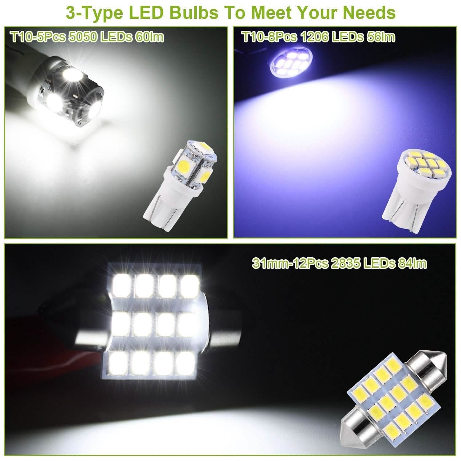 13-Pieces: T10 31mm Festoon LED Light