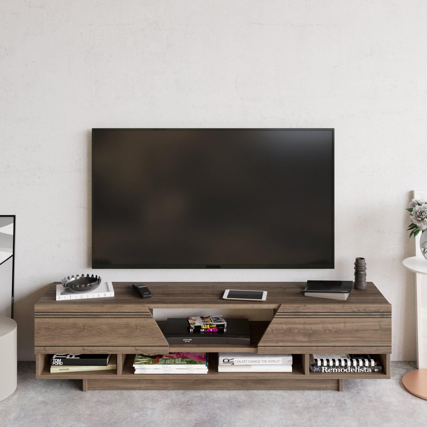 Aspatria 63" TV Stand and Media Console with Cabinets and Shelves fro TVs up to 72"