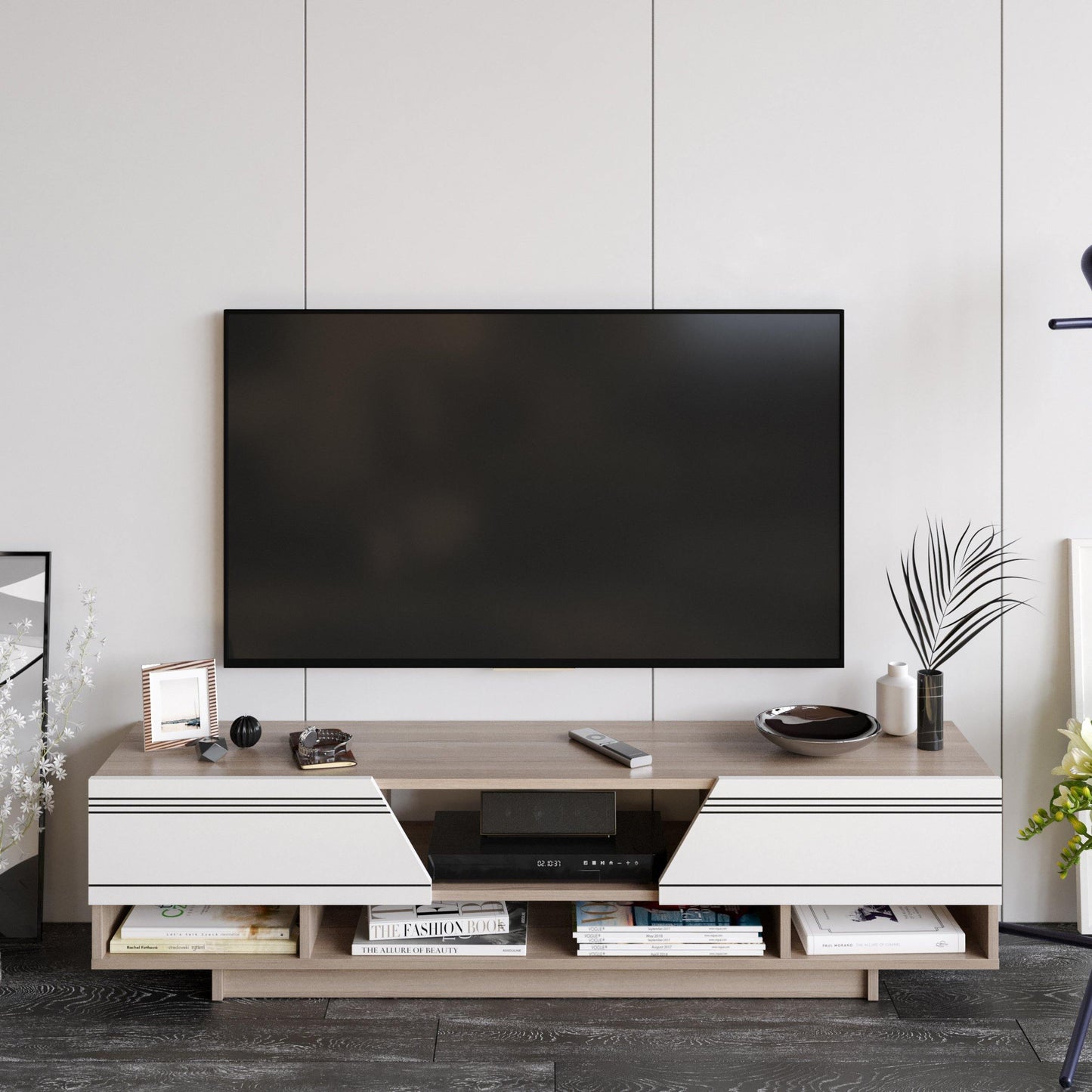 Aspatria 63" TV Stand and Media Console with Cabinets and Shelves fro TVs up to 72"