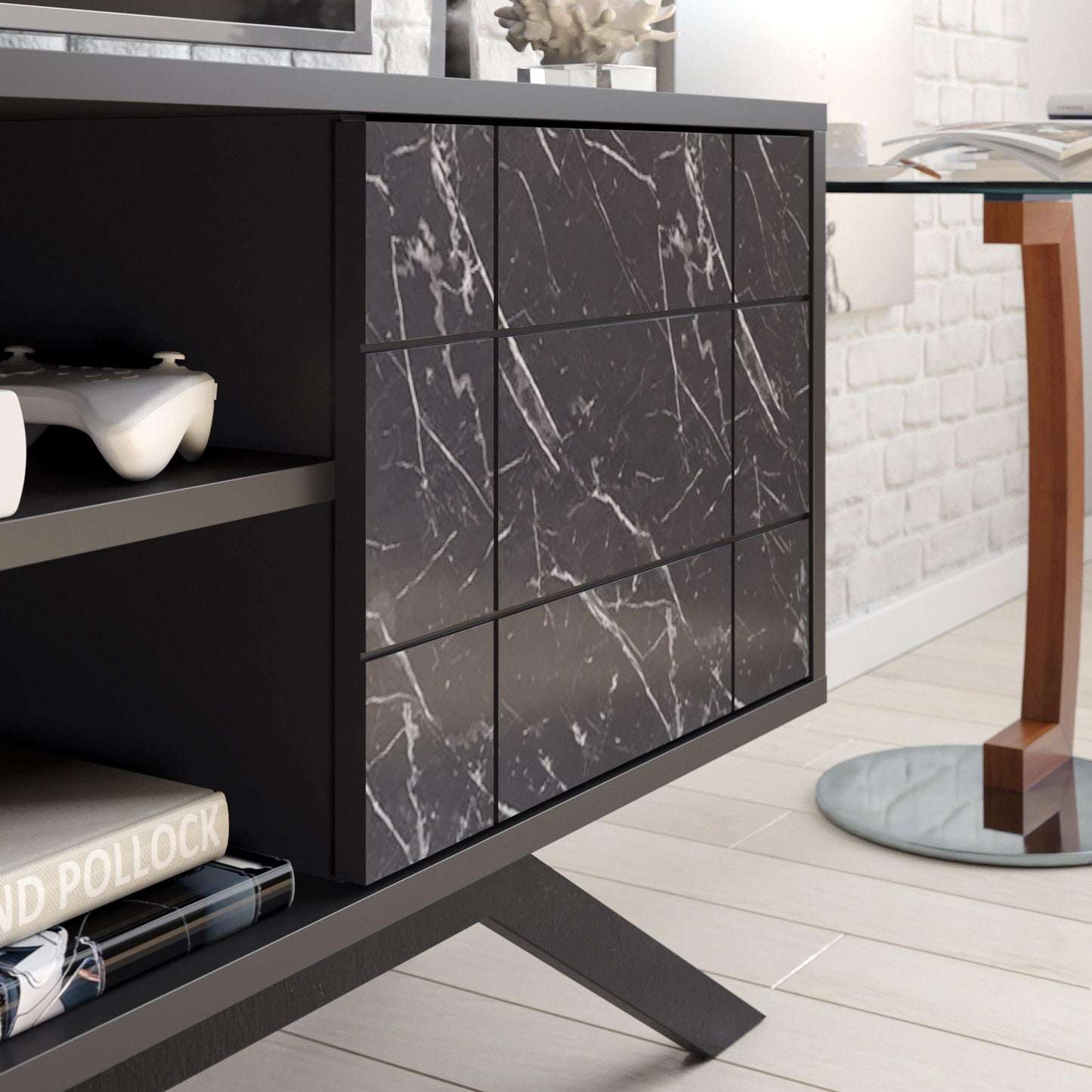 North 51" TV Stand and Media Console with A Cabinet and Shelves