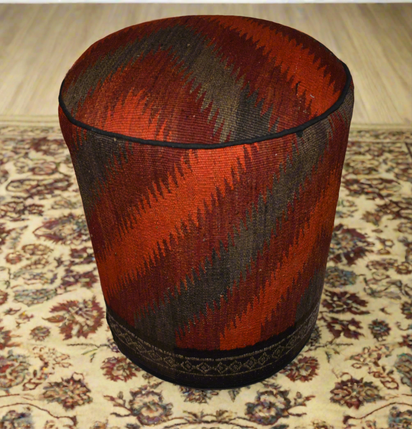 One of a Kind Kilim Rug Pouf Ottoman foot stool - #131