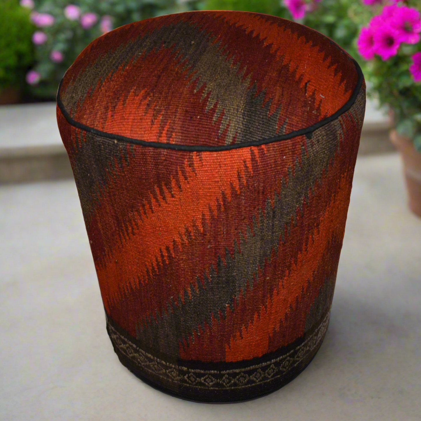 One of a Kind Kilim Rug Pouf Ottoman foot stool - #131