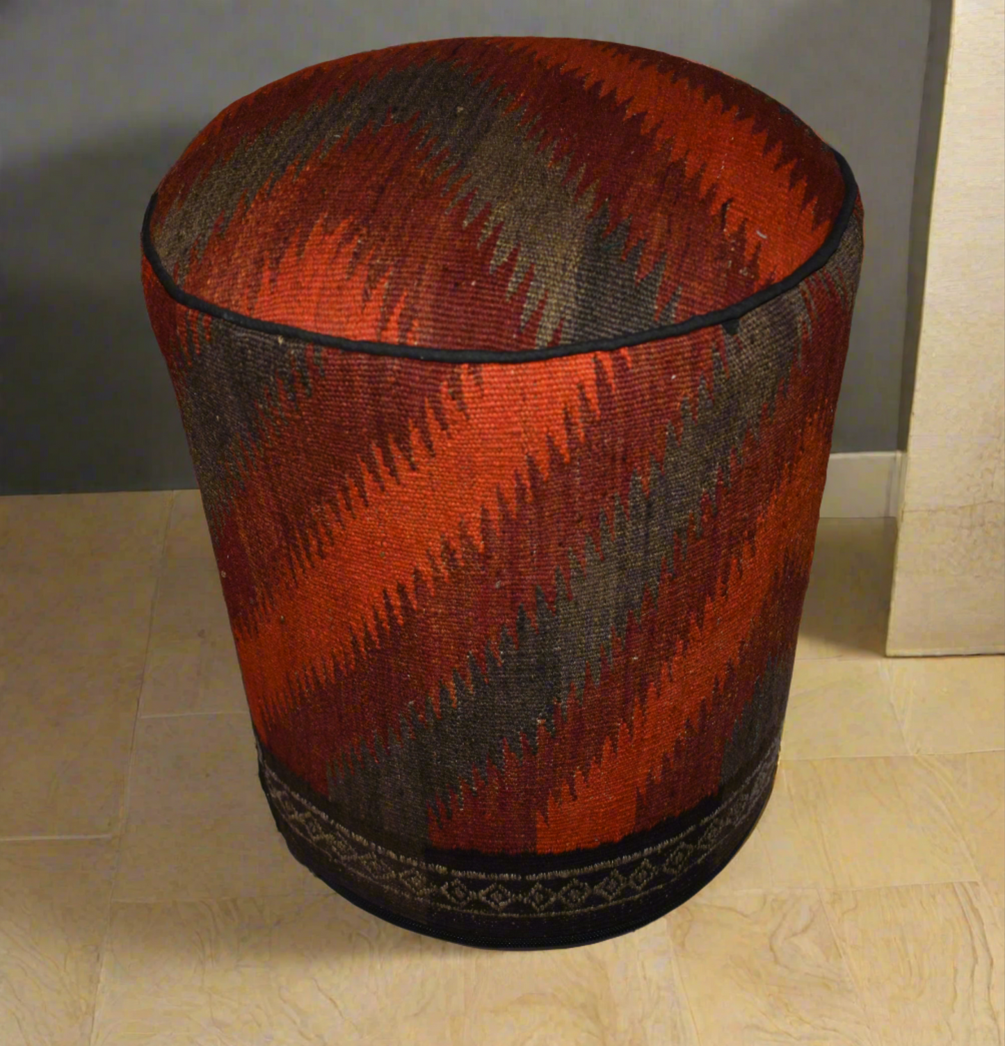 One of a Kind Kilim Rug Pouf Ottoman foot stool - #131