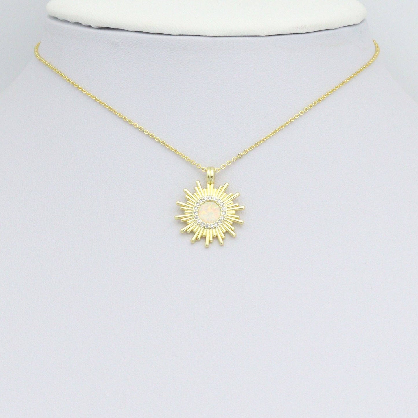 Clear CZ Rainbow Opal Sunburst Sunflower Charm Pendant, Sku#LX809
