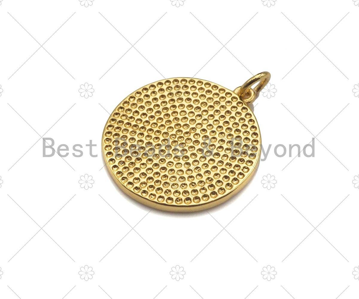 Gold Filled Clover On Colorful Enamel Round Coin Shape Pendant, Shamrock charm, Sku#L570