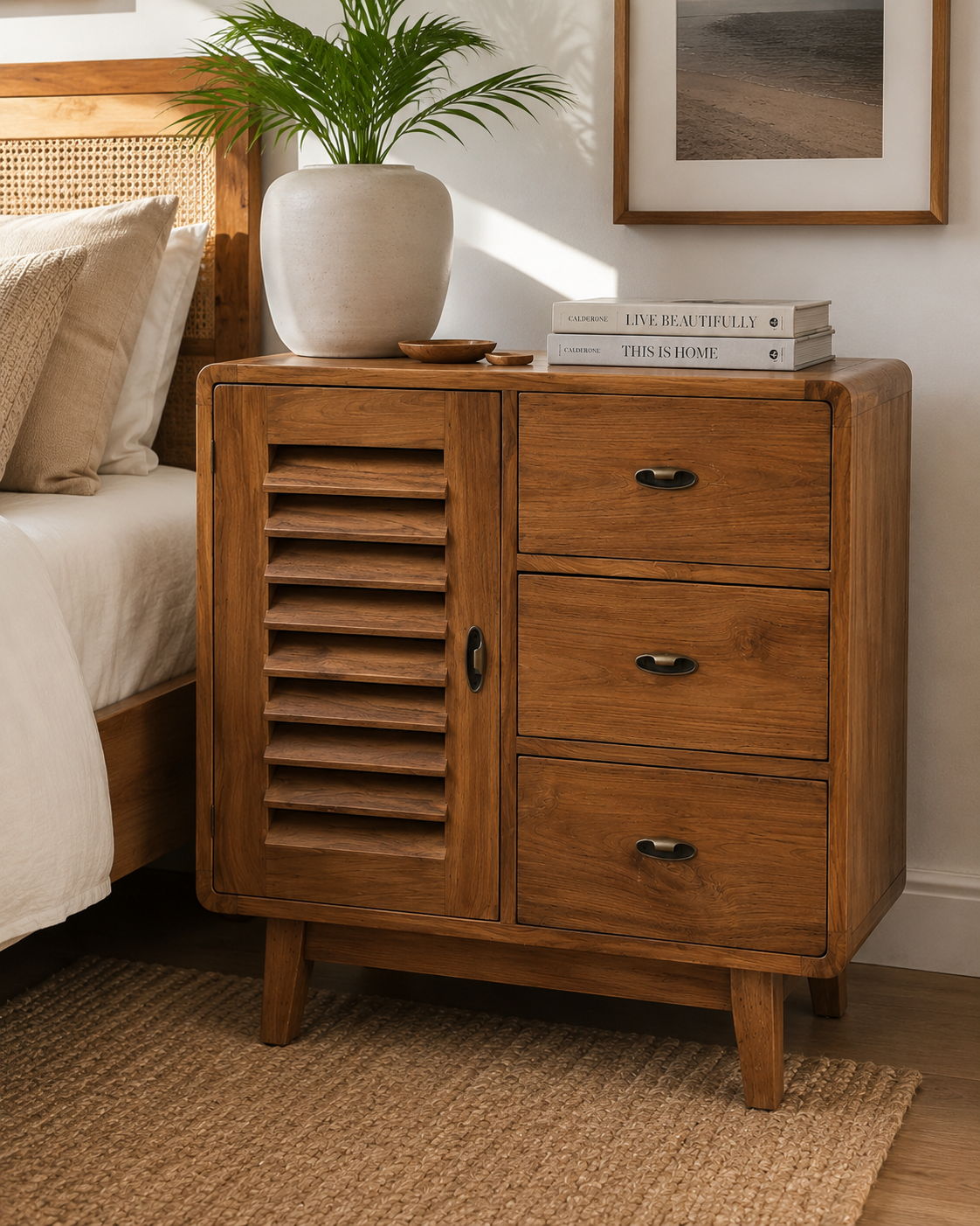 Recycled Teak 3 Drawer/1 Door Cabinet