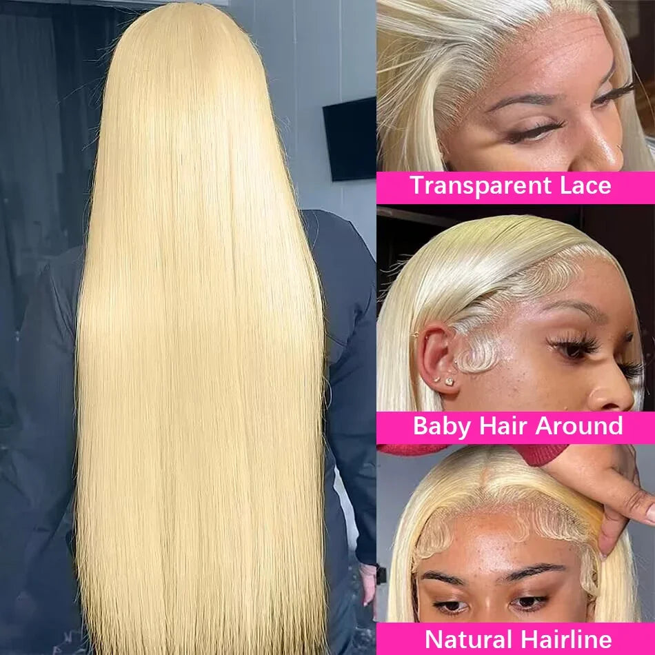200% 613 Honey Blonde 13x6 HD Transparent Lace Front Human Hair Wigs For Women 34 36 Inch Straight 13x4 Lace Frontal Wig