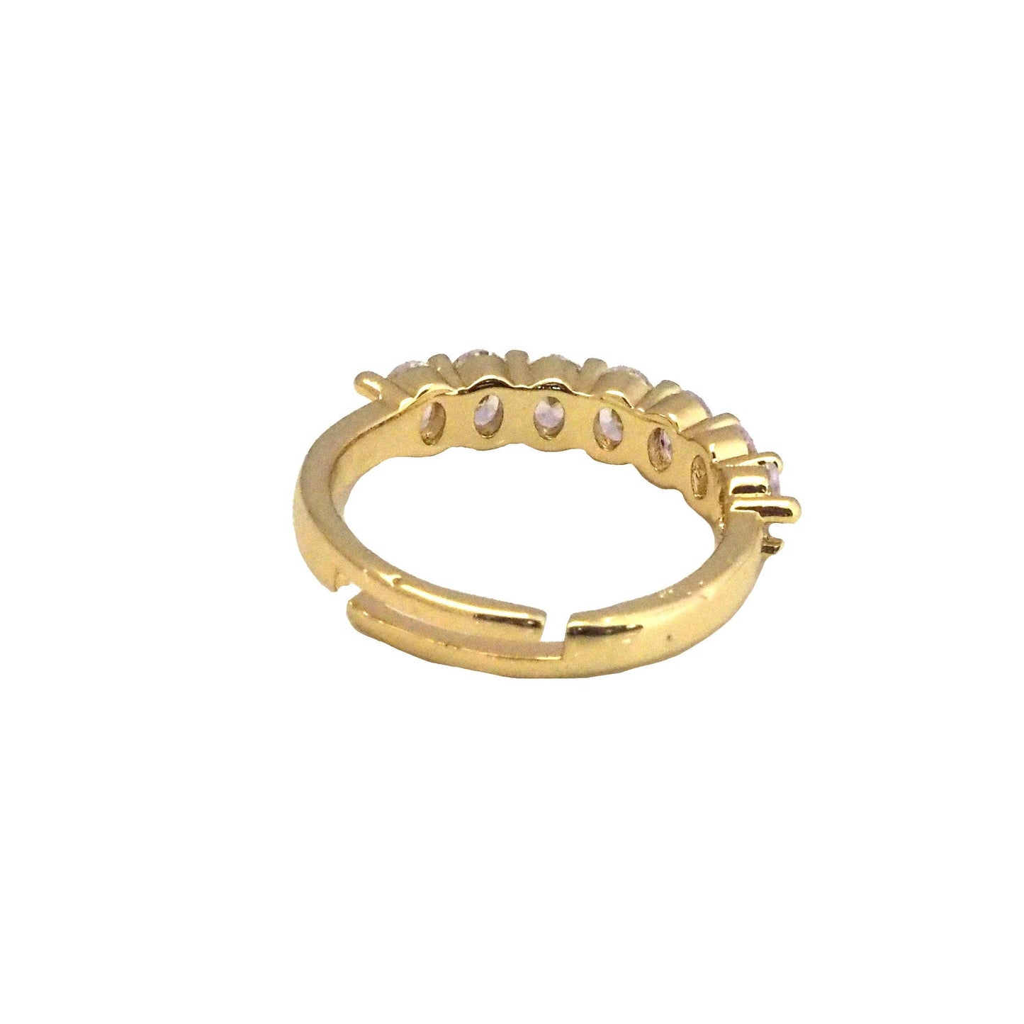 Gold Silver Green Oval CZ Adjustable Ring, Sku#LK805