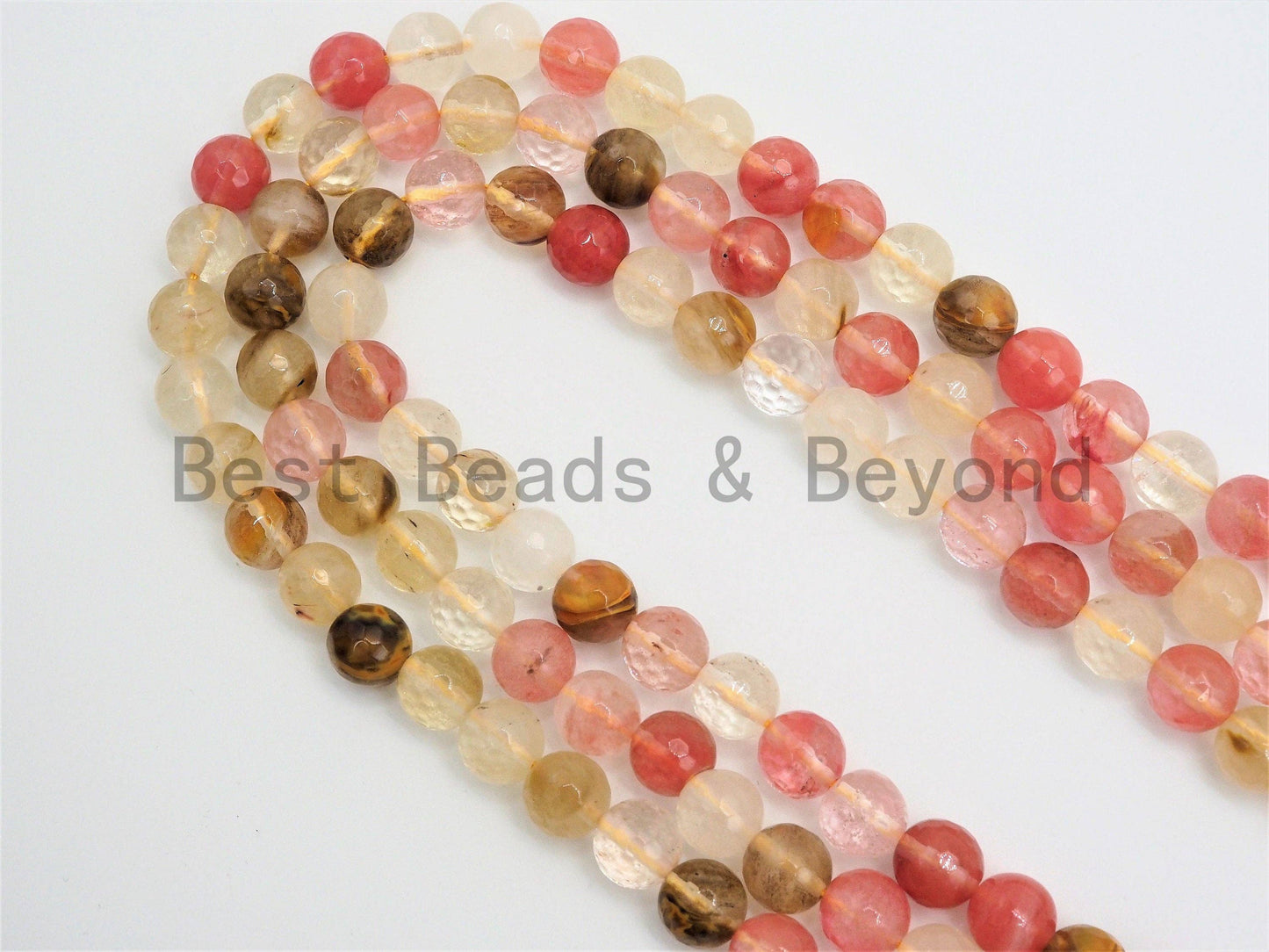 Gorgeous Strawberry Quartz Faceted Round Beads, SKU#U389