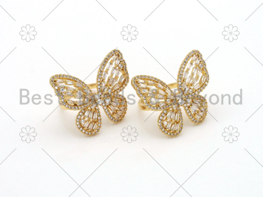 CZ Butterfly Adjustable Ring, Sku#X207