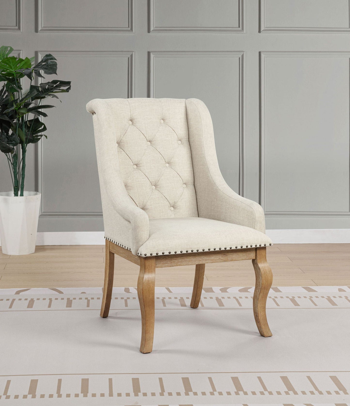 Brockway Upholstered Arm Chair Barley Brown (Set of 2)