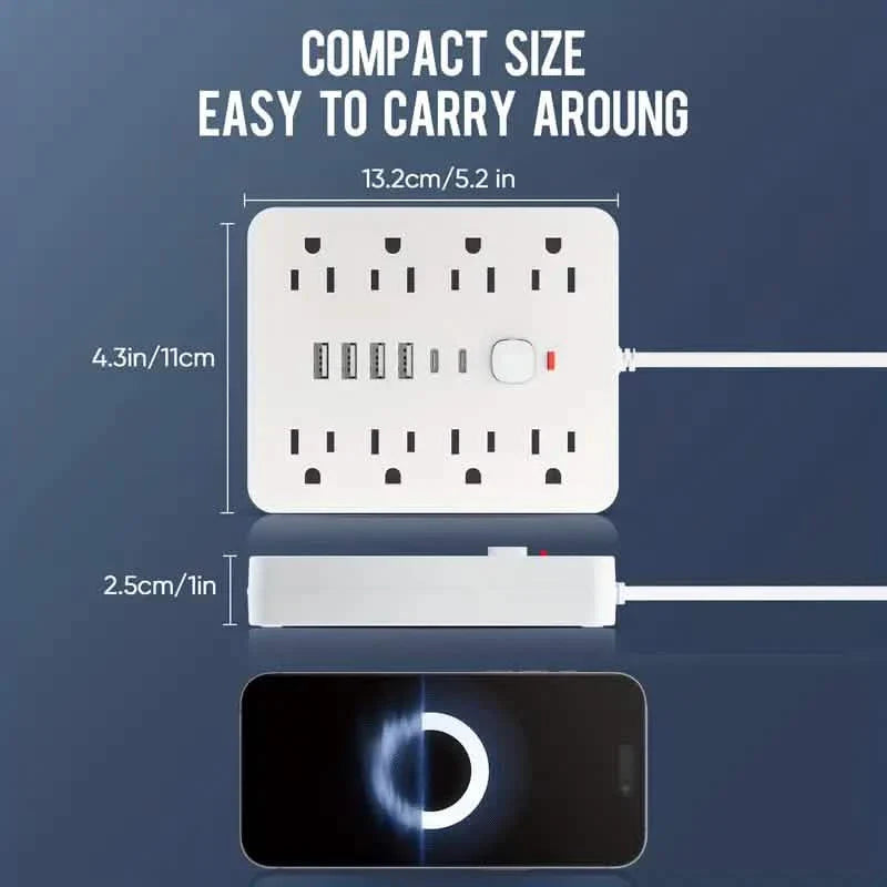 14-in-1 Power Strip With 4 USB Outlets, 2 Type-C Outlet and 8 AC Socket Outlets