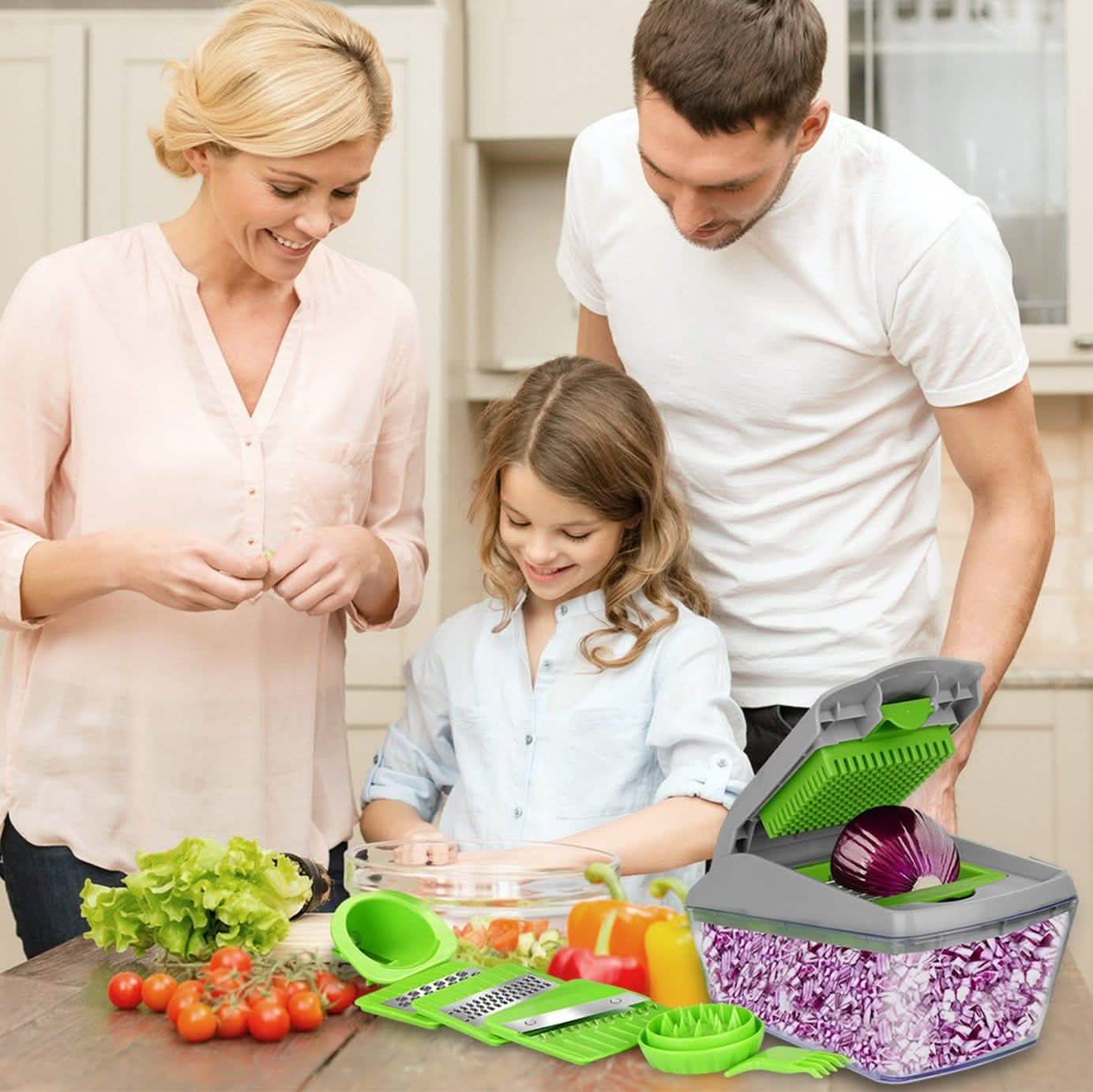 14-Pieces: Vegetable Spiralizer, Slicer, and Food Chopper