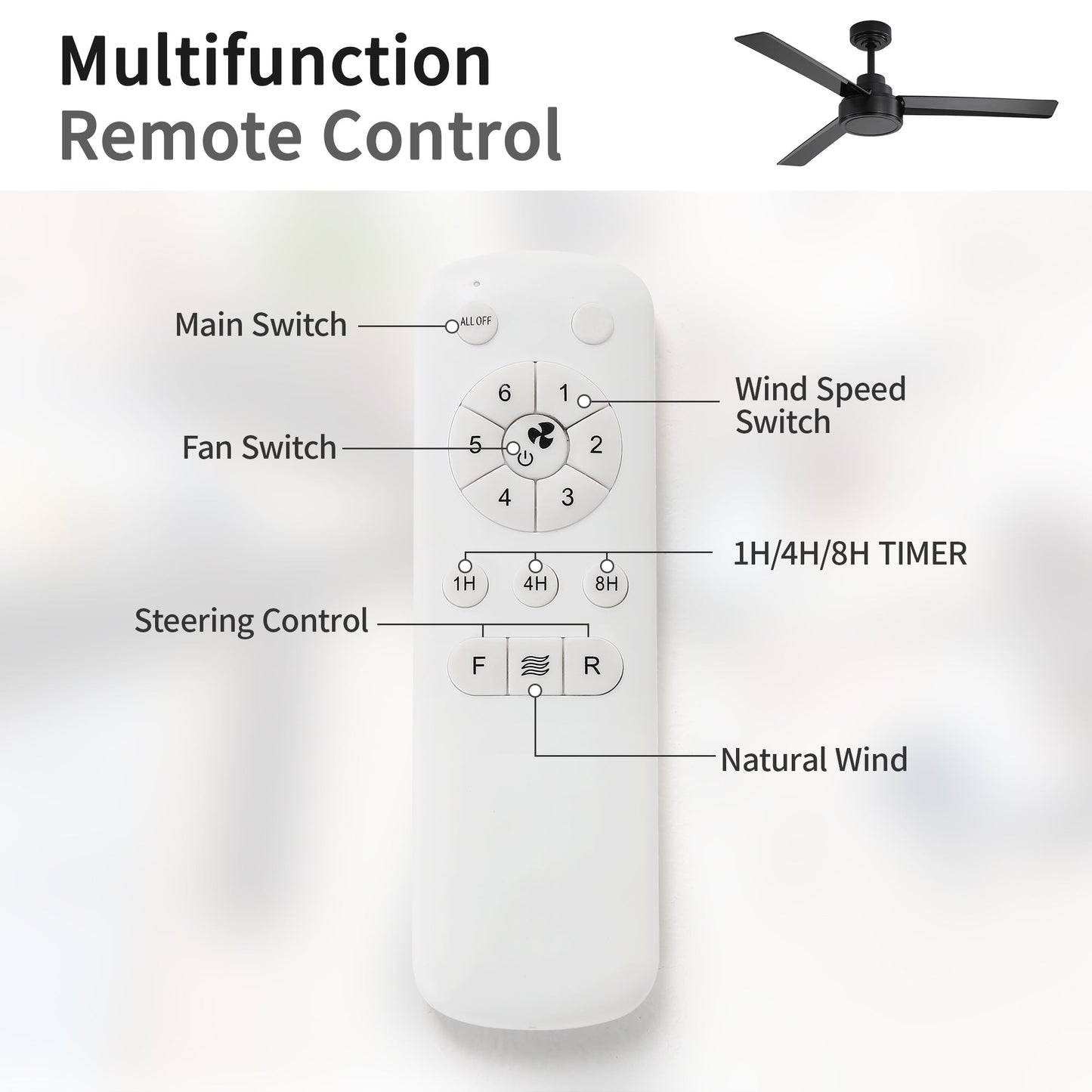 52" Outdoor Ceiling Fan Without Light - 3 ABS Blades
