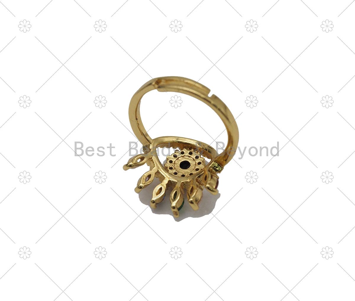 CZ Evil Eye Gold Filled Open Ring, Sku#JL67