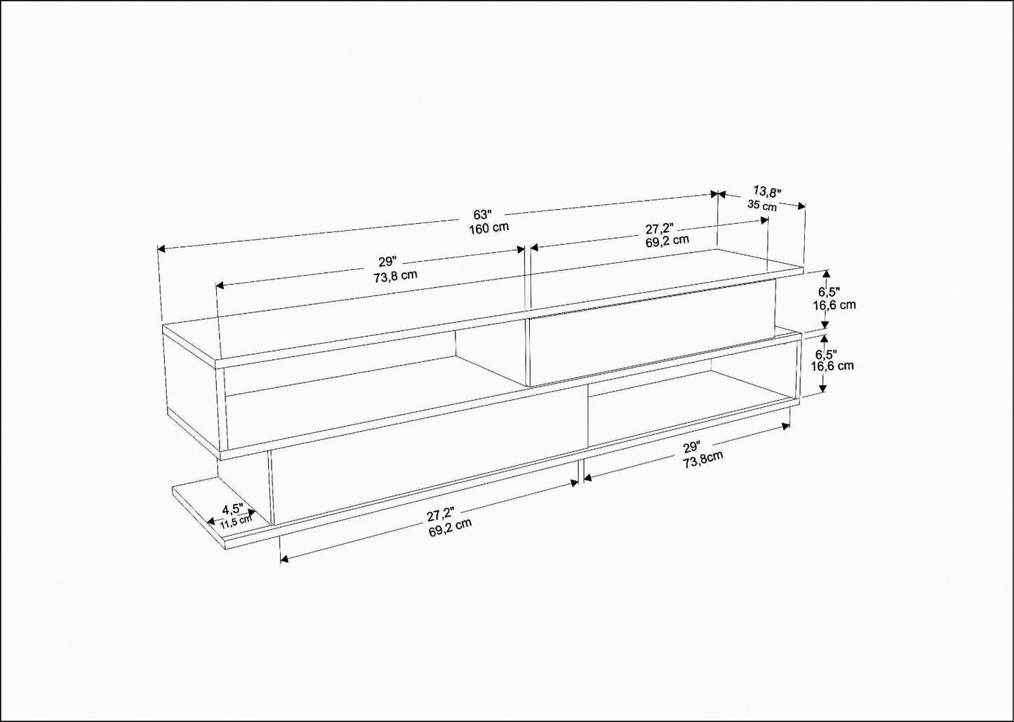 Cortez 63" Modern TV Stand Media Console
