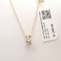 Pendentif solitaire en véritable diamant 0,25 carat (total) 4000 $ en or jaune massif 14 carats, chaîne 18"