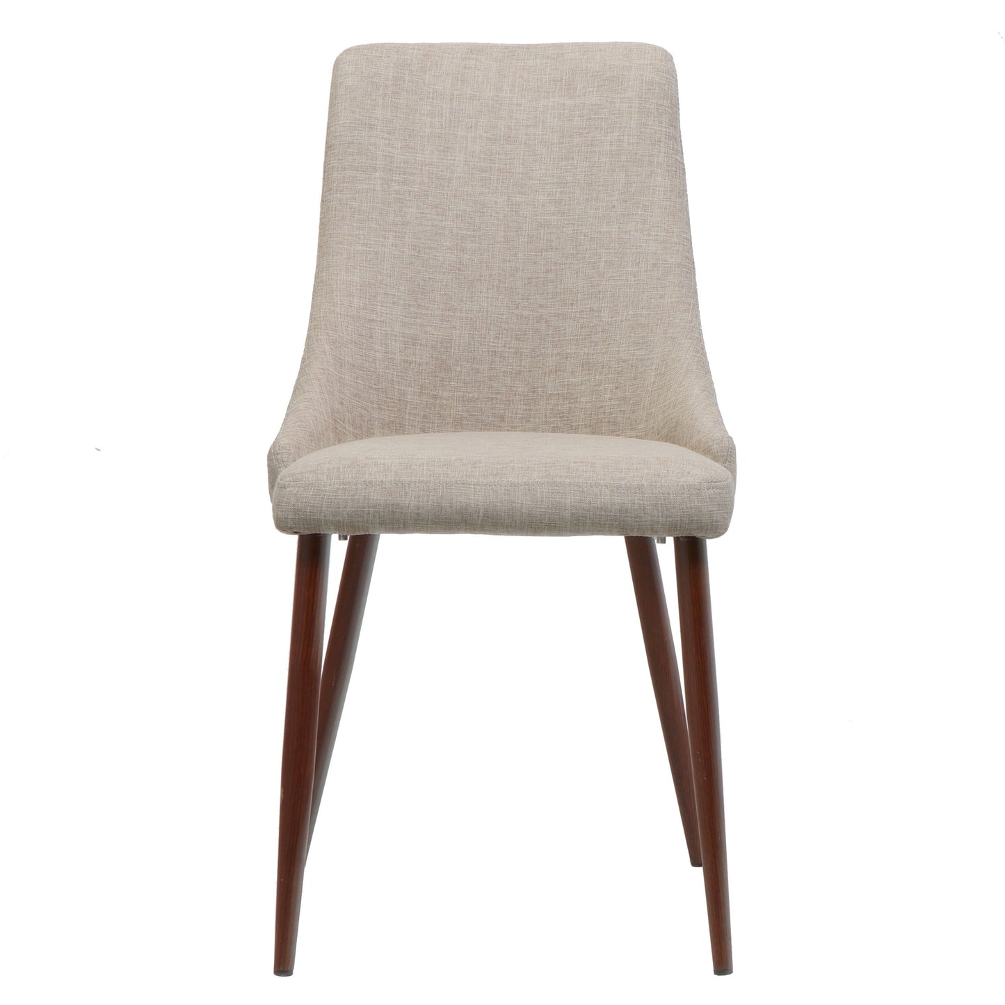 Mid Century Modern Fabric Armless Dining Chairs, Set of 2, Wheat and Dark