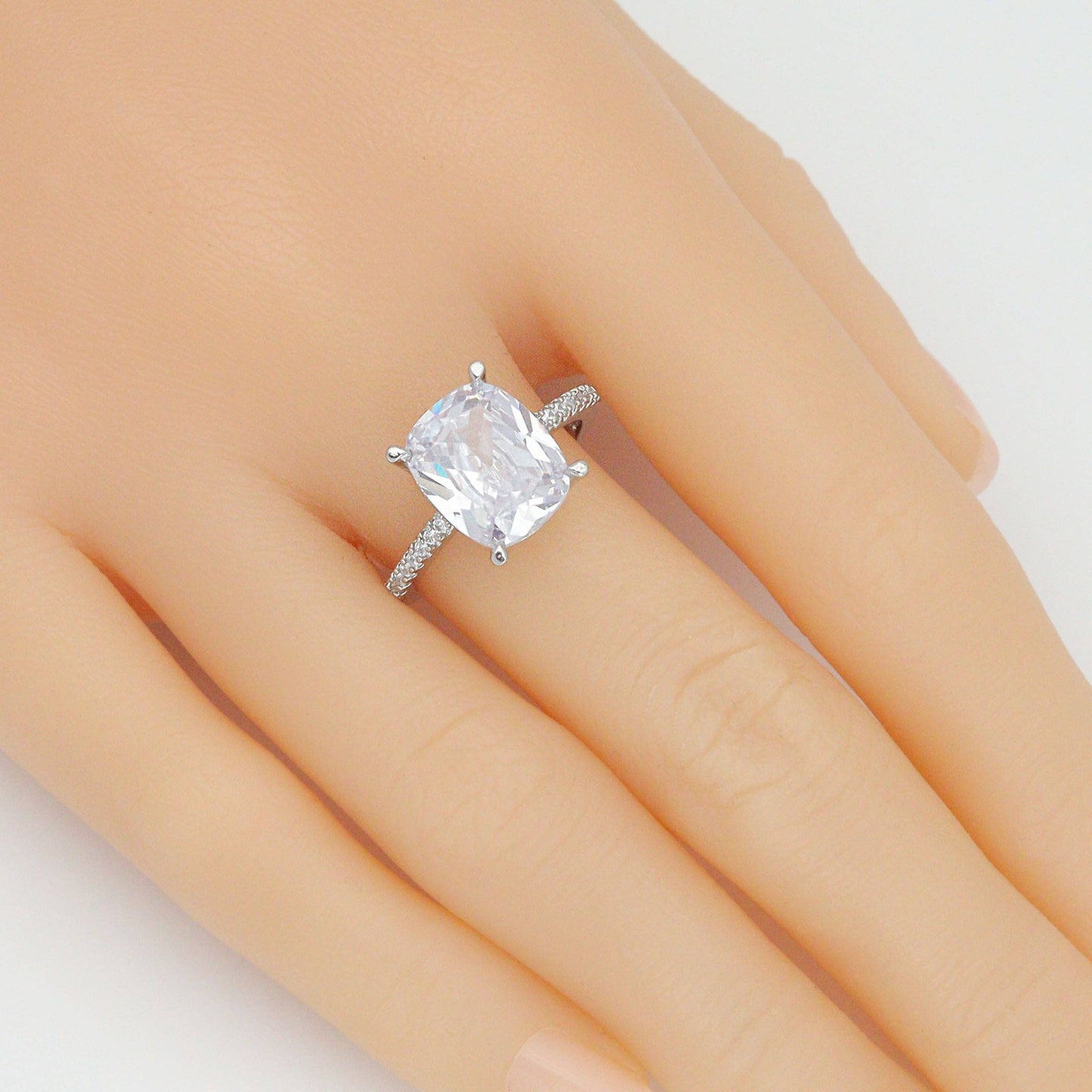 Big Clear Oval CZ Silver Adjustable Ring, Sku#LX775