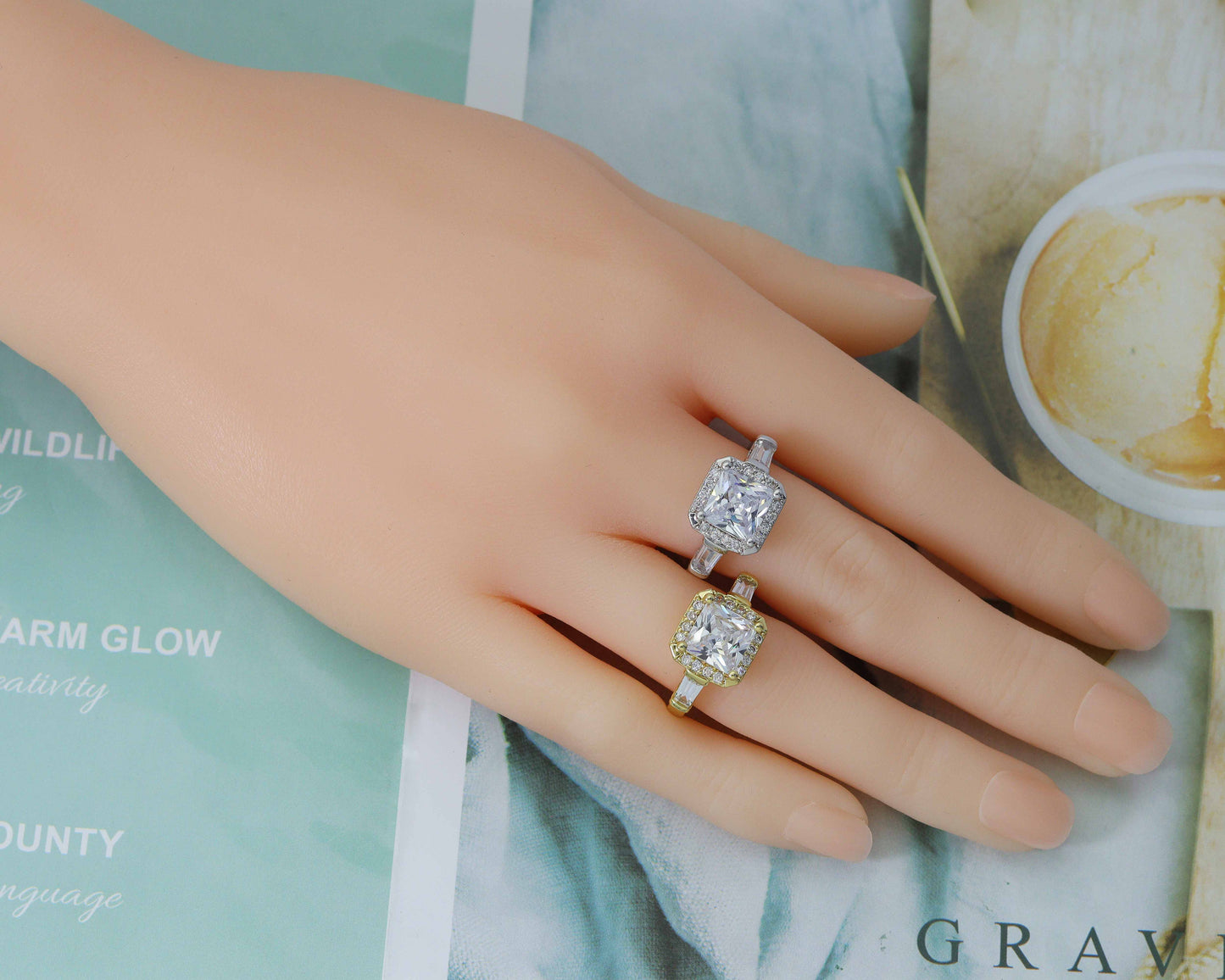 CZ Square Adjustable Ring, Sku#B171