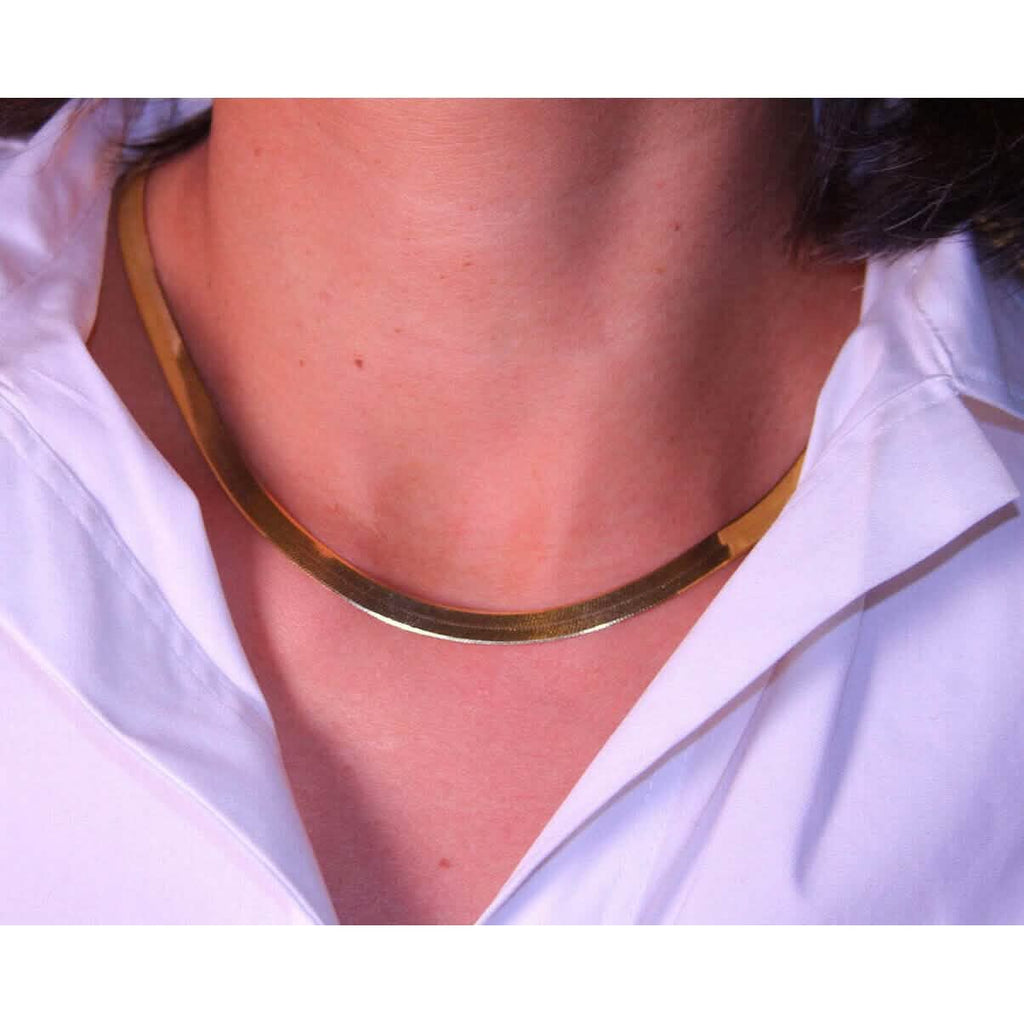 14K 6mm Solid Yellow Gold High Polished Herringbone Necklace Chain