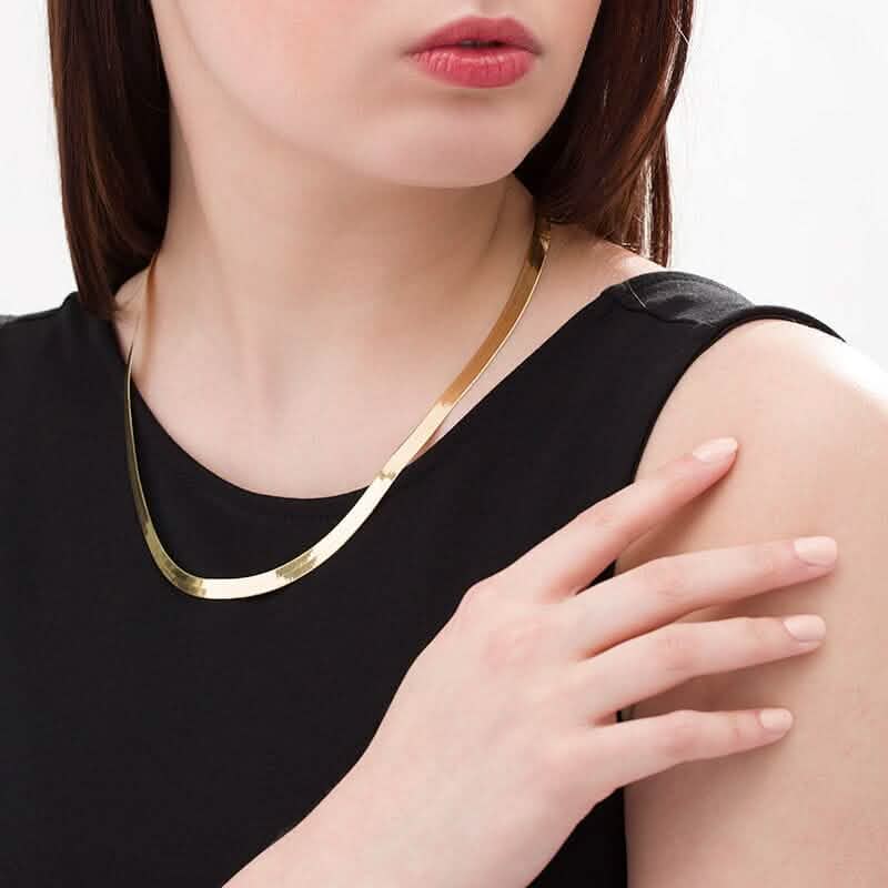 14K 6mm Solid Yellow Gold High Polished Herringbone Necklace Chain