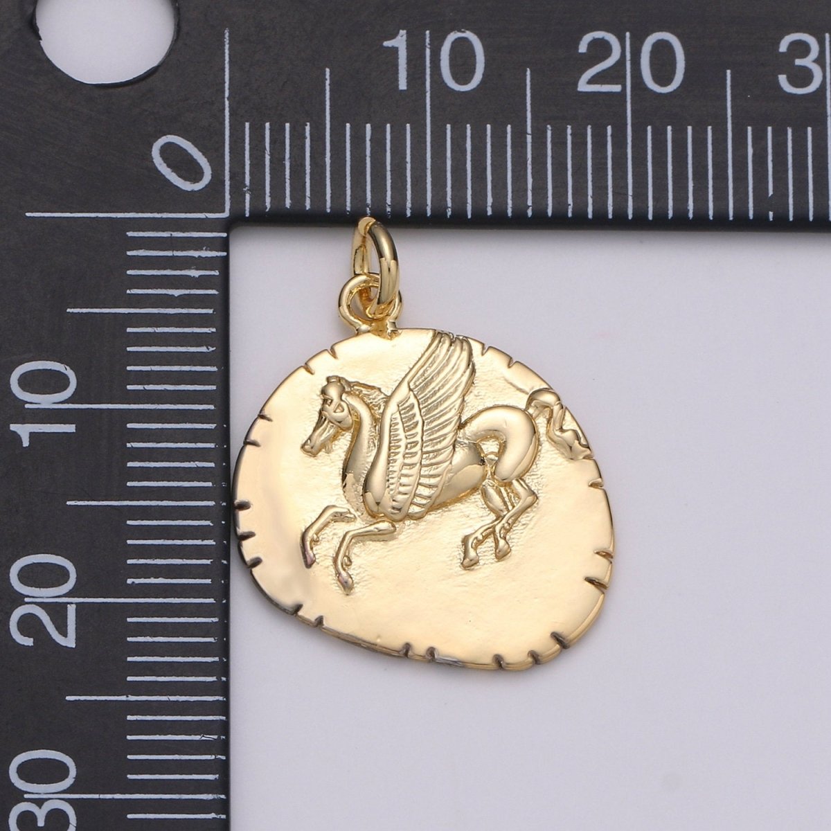 14k GF Greek Pegasus Gold Coin Pendant,  Flying Horse Coin Pendant, Al- Buraq Coin Pendant Earing DIY, Heavenly Flying Horse Coin Charm D-205