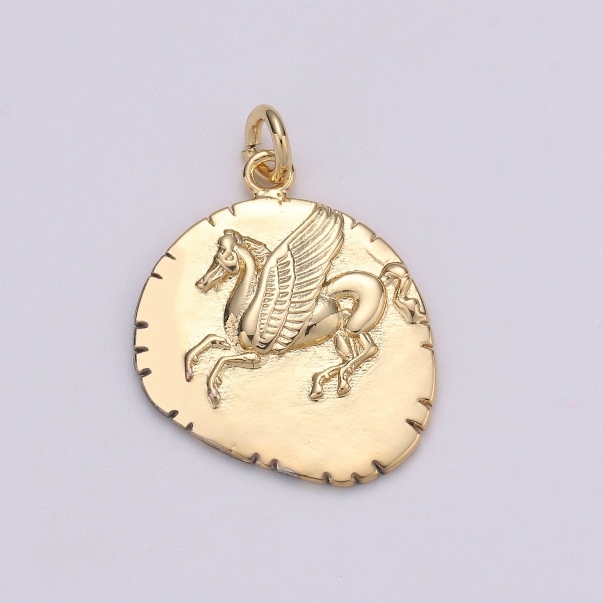 14k GF Greek Pegasus Gold Coin Pendant,  Flying Horse Coin Pendant, Al- Buraq Coin Pendant Earing DIY, Heavenly Flying Horse Coin Charm D-205