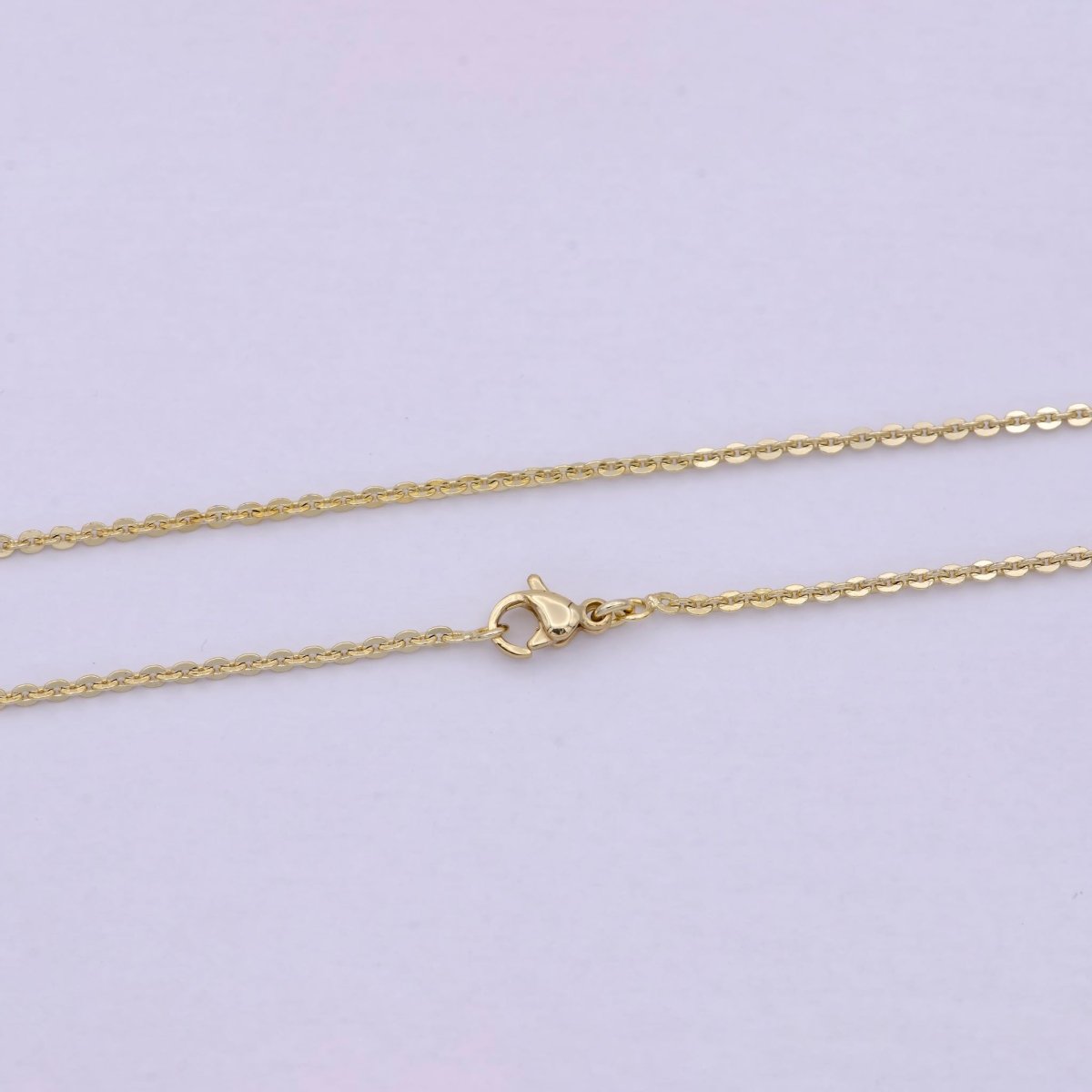 14K Gold Cable Rolo Chain, Dainty 1.5mm Cable Chain Width, 17.5 Inch Layering Finished Chain with Lobster Clasps | WA-617 Clearance Pricing