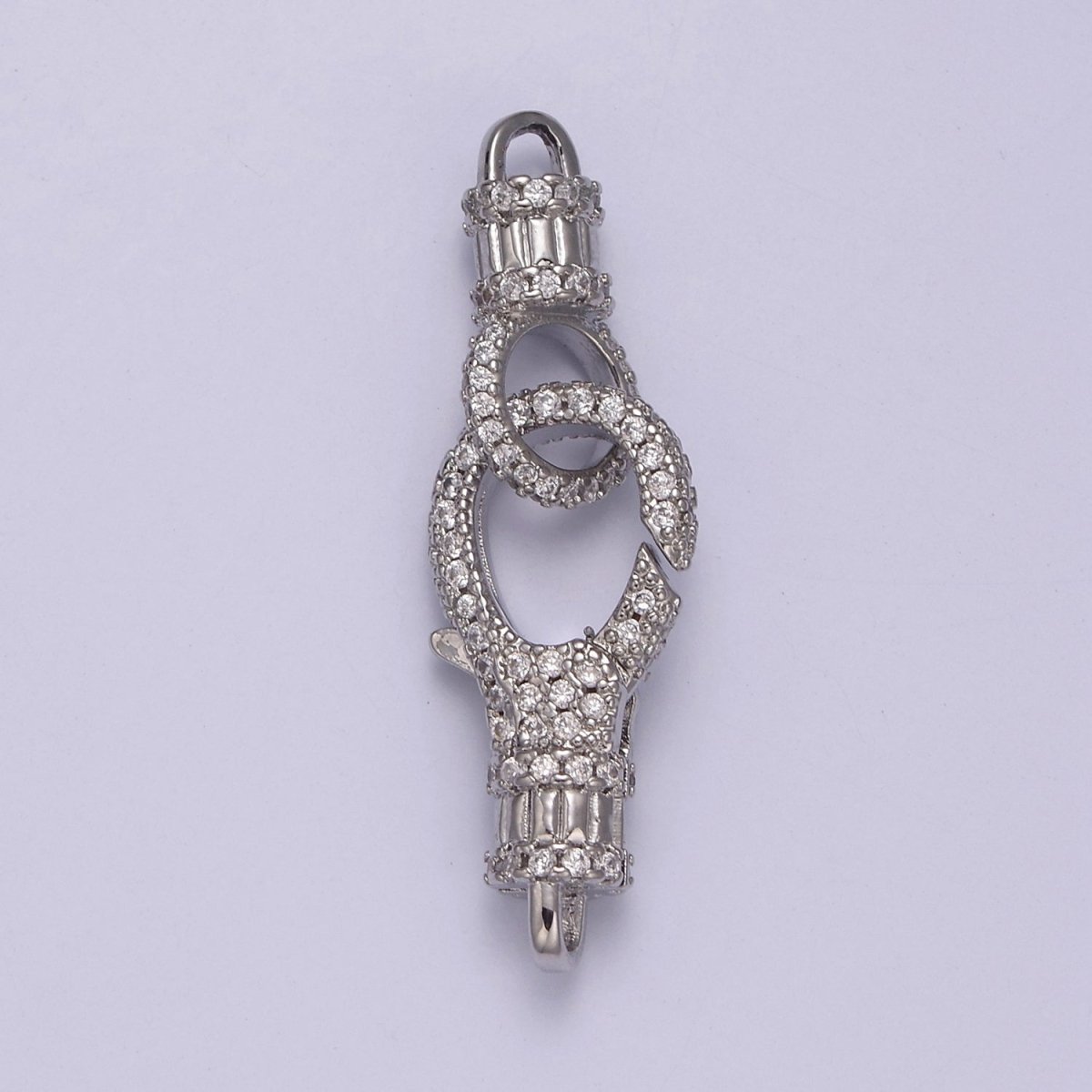 14K Gold CZ Lobster Clasp, CZ Clear Micro Pave Lobster Claw Clasp, Cubic Zirconia Clasp Enhancer K-756 K-757