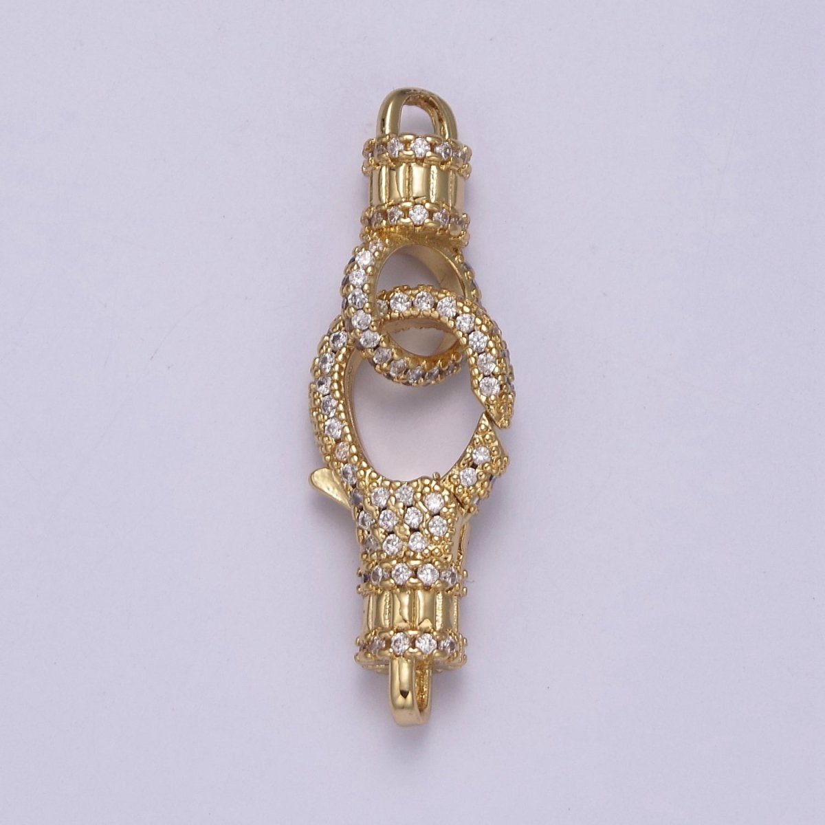 14K Gold CZ Lobster Clasp, CZ Clear Micro Pave Lobster Claw Clasp, Cubic Zirconia Clasp Enhancer K-756 K-757
