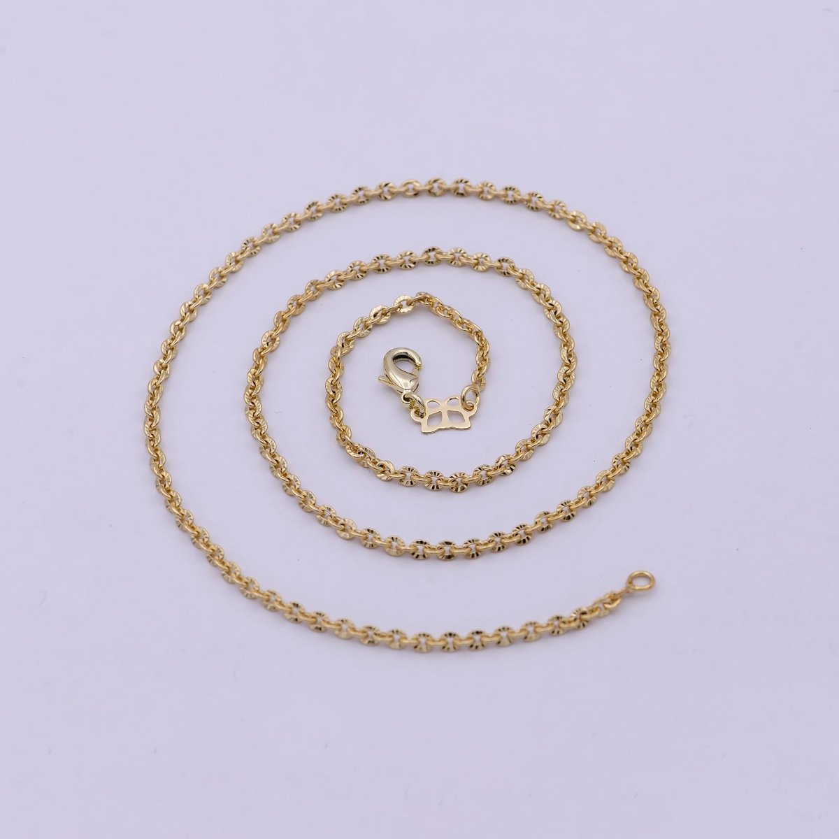 14k Gold Fill Diamond Cut Cable Chain, Cable gold chain necklace, cable chain, gold chain, gold necklace, plain necklace 18 inch length 2.4mm width |  WA-534 Clearance Pricing