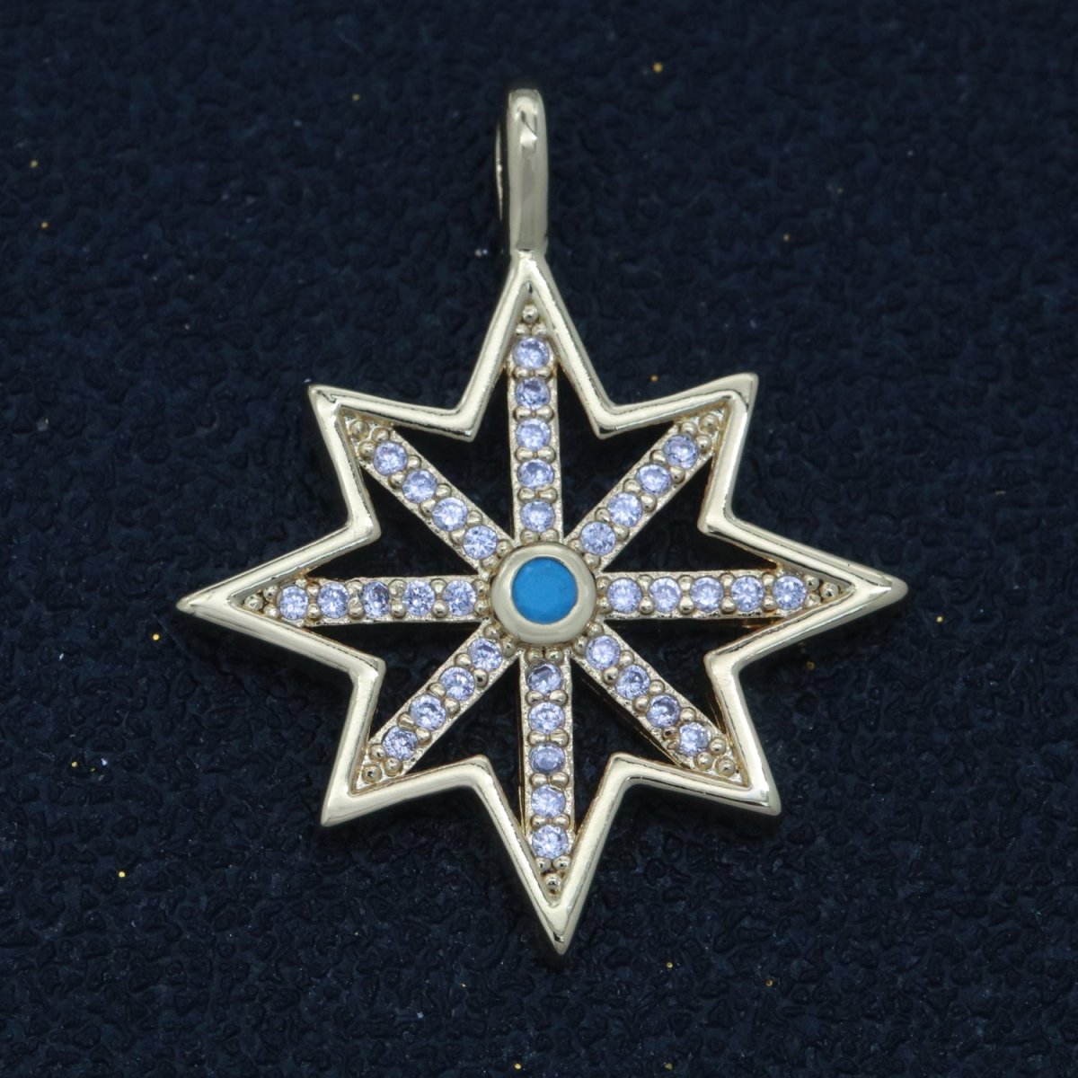14k Gold Fill Micro Pave Star Charm, Turquoise North Star Celestial Pendant Charm For DIY Necklace Bracelet Earring  N-1383
