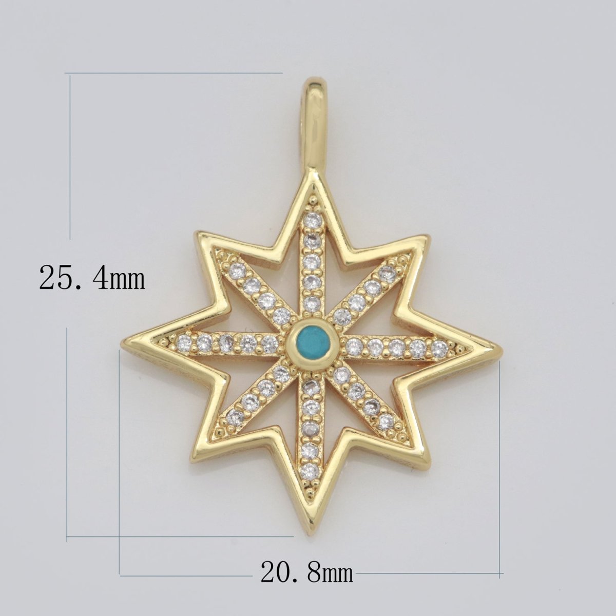 14k Gold Fill Micro Pave Star Charm, Turquoise North Star Celestial Pendant Charm For DIY Necklace Bracelet Earring  N-1383