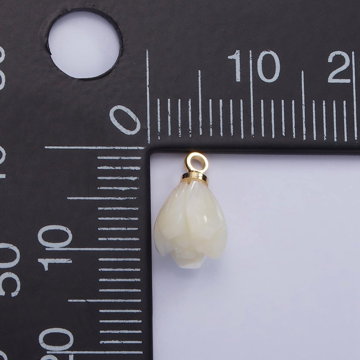 14K Gold Filled 11mm Tulip Flower Shell Pearl Drop Charm | AG688