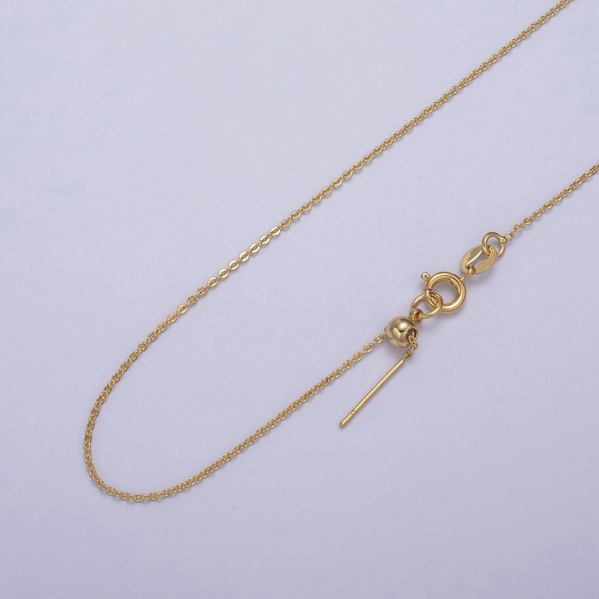 14K Gold Filled 1mm Dainty Cable Chain 18 Inch Layering Slider Necklace | WA-737