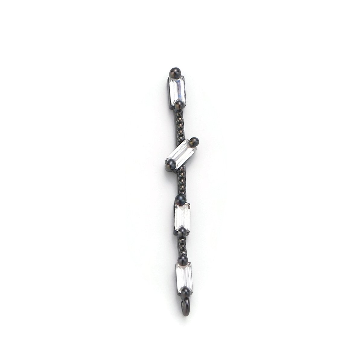 14K Gold Filled 25mm Multiple Clear Baguette Dotted Linear Charm in Gold & Silver | K460 K461
