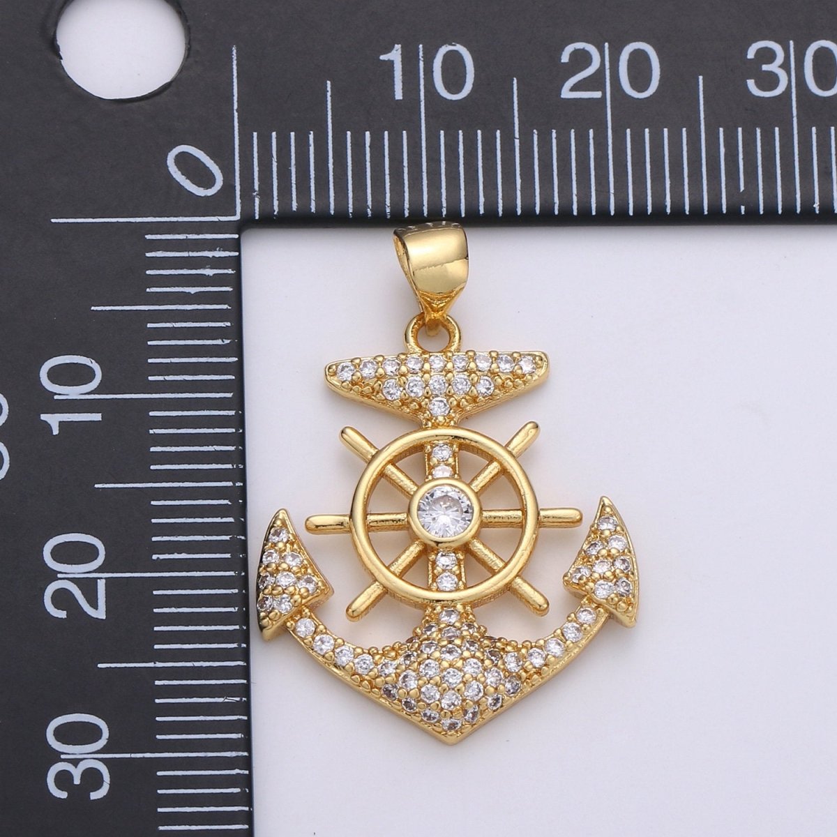 14K Gold Filled Anchor Pendant Craft Supplies For Necklace Bracelet Jewelry Making Micro Pave Sailor Charm J-001