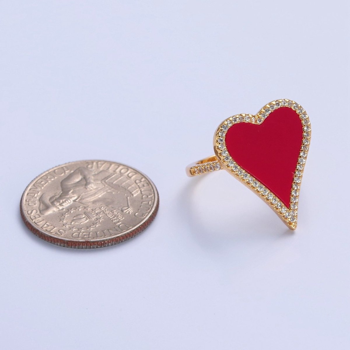 14K Gold Filled Black White Heart Ring, Dainty Gold Love Ring, Waterproof Friendship Ring, Pearl Heart Ring O-2198 O-2199