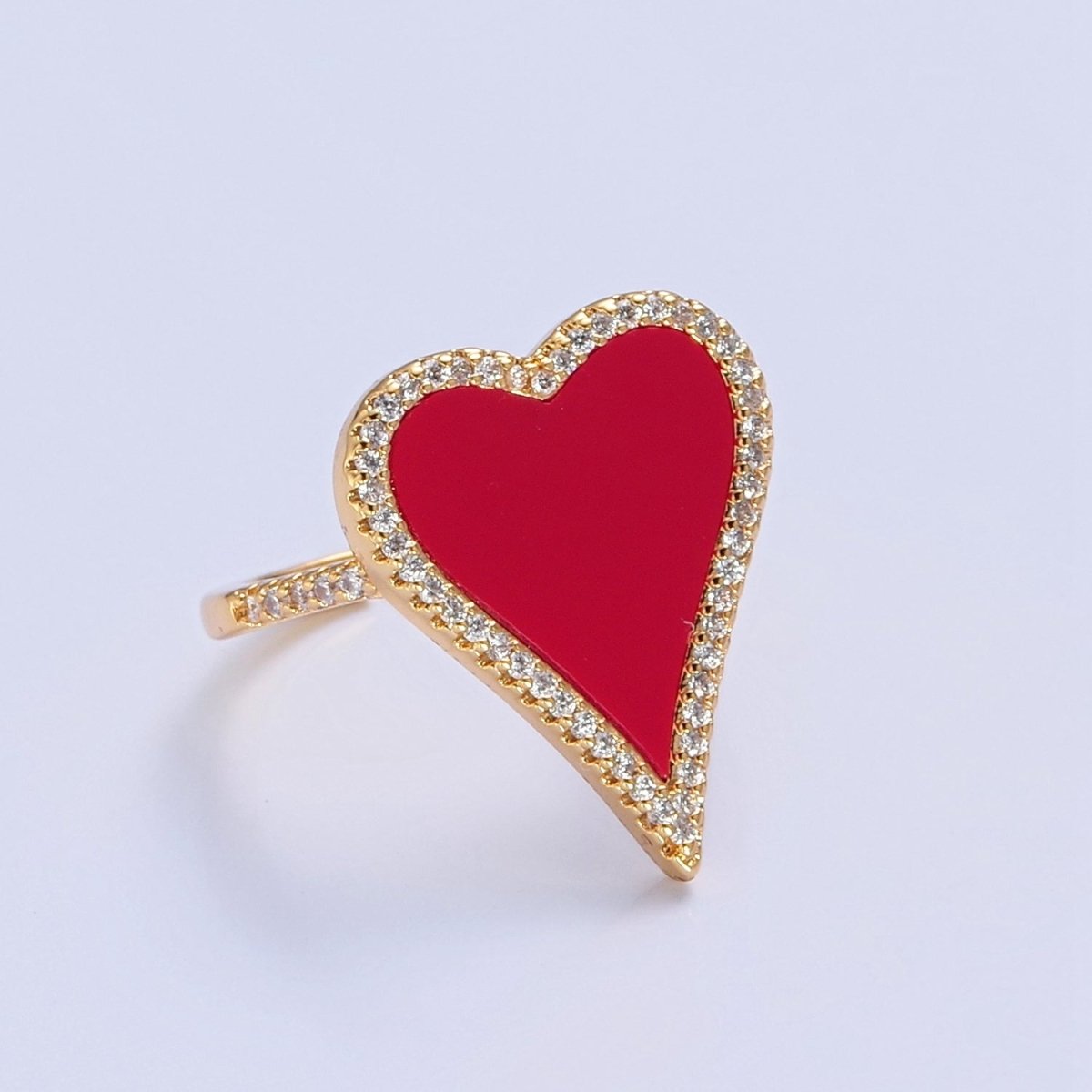 14K Gold Filled Black White Heart Ring, Dainty Gold Love Ring, Waterproof Friendship Ring, Pearl Heart Ring O-2198 O-2199