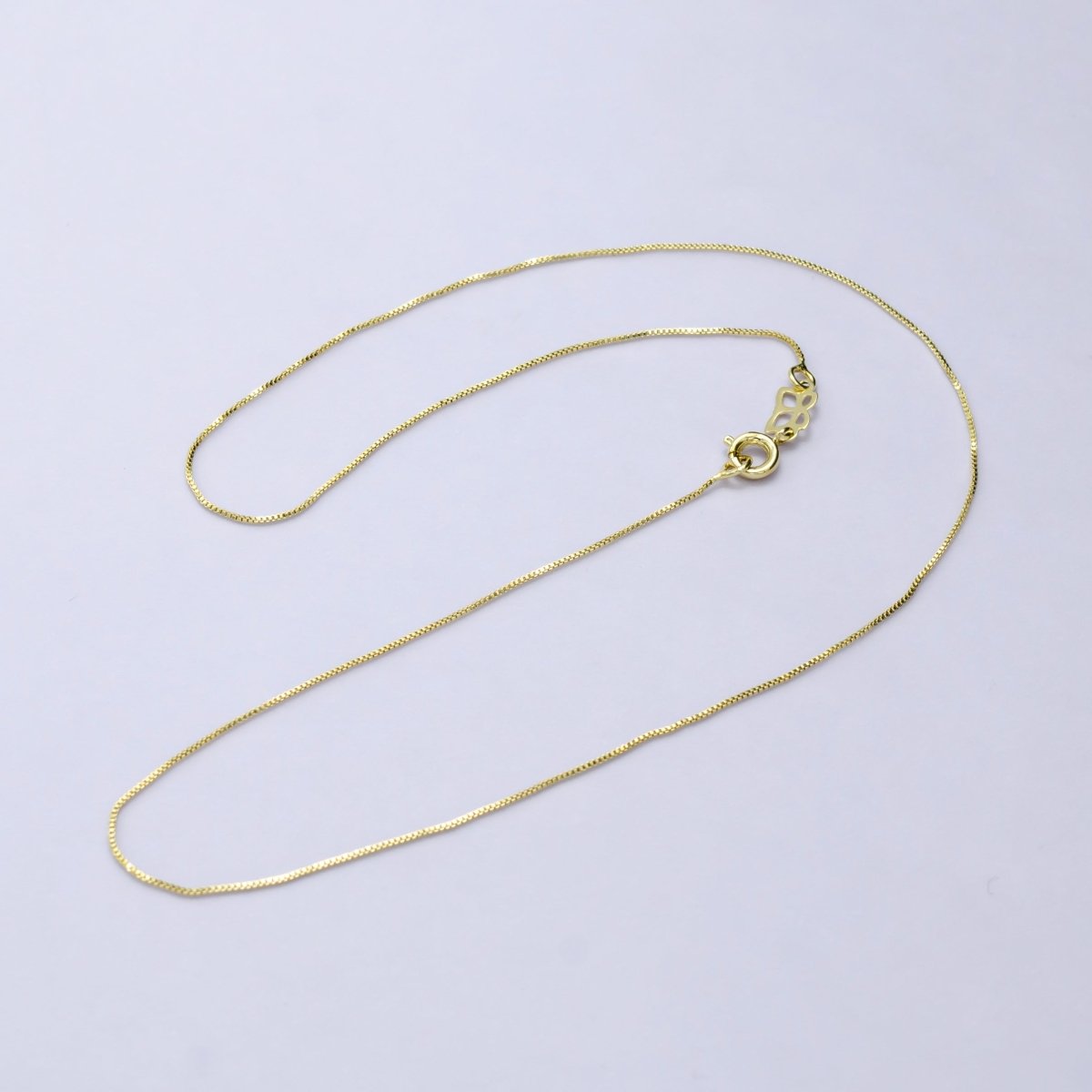 14K Gold Filled Box Chain Necklace, 16 Inch Box Chain Necklace, Dainty 0.6mm Box Necklace w/ Lobster Clasp | WA-810 WA-822